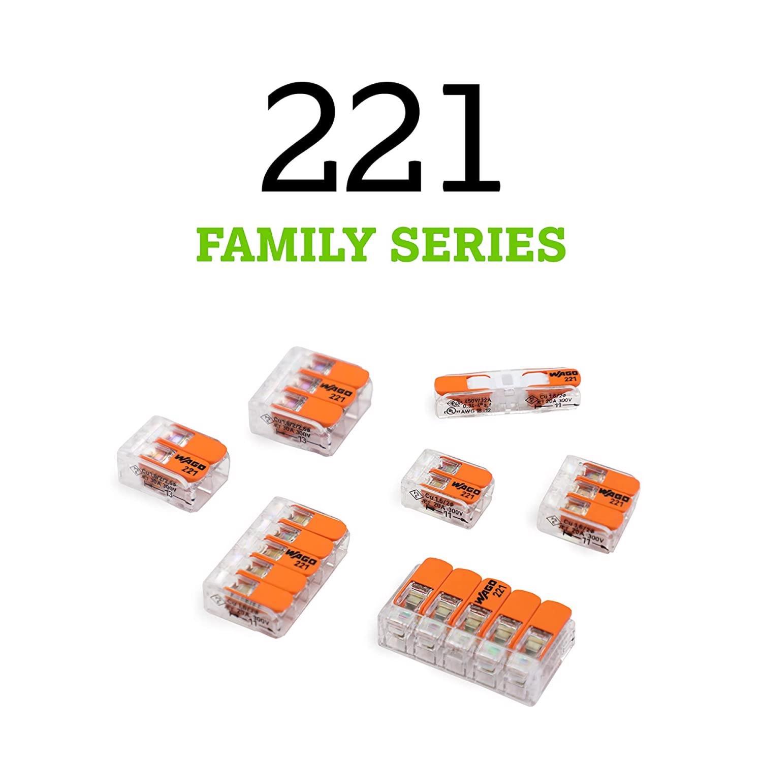 WAGO 221 Series 3 Port Lever Wire Connector 10 pk