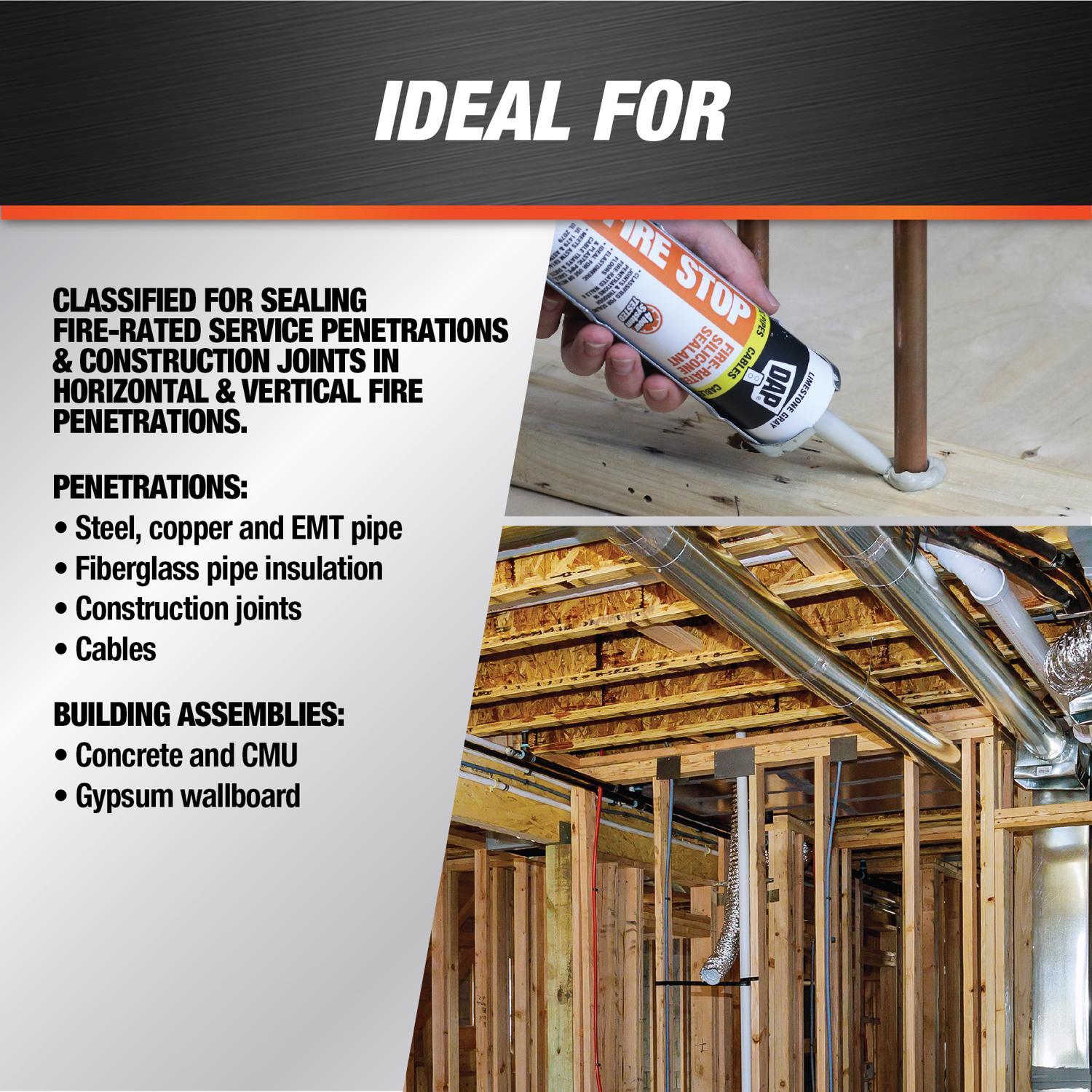 DAP Fire Stop Gray Elastomeric Fire Stop Sealant 10.1 oz