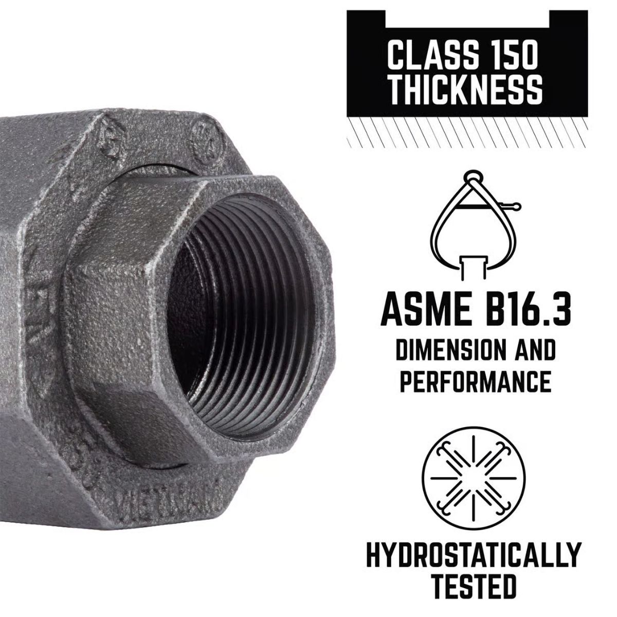 STZ Industries 1-1/2 in. FIP each x 1-1/2 in. D FIP Black Malleable Iron Union
