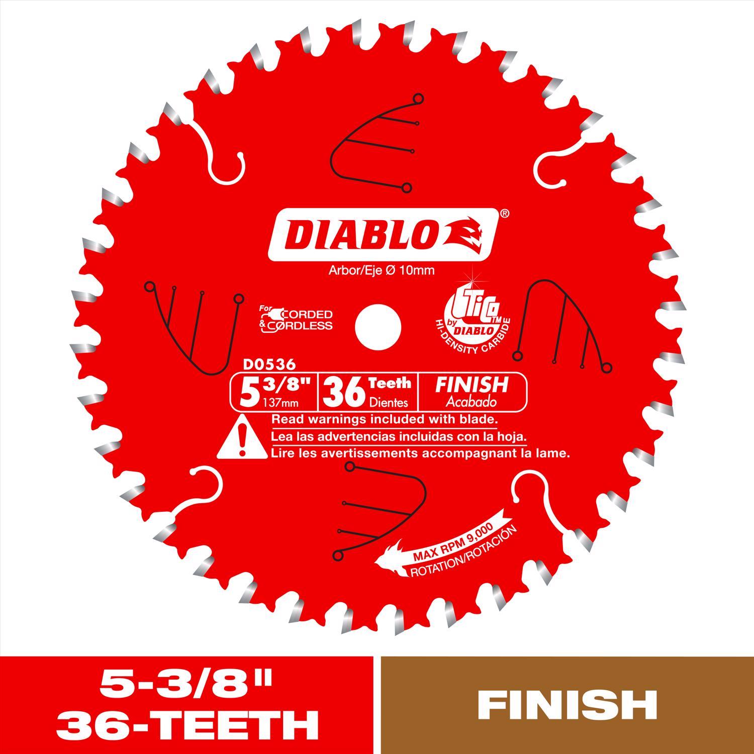 Diablo 5-3/8 in. D X 10 mm TiCo Hi-Density Carbide Trim Saw Blade 36 teeth 1 pk