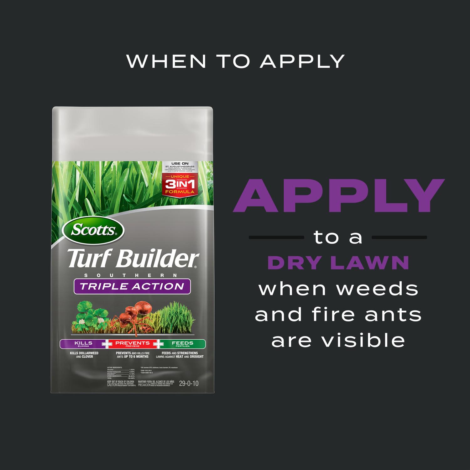 Scotts Turf Builder Southern Triple Action Weed & Feed Lawn Fertilizer For All Grasses 8000 sq ft