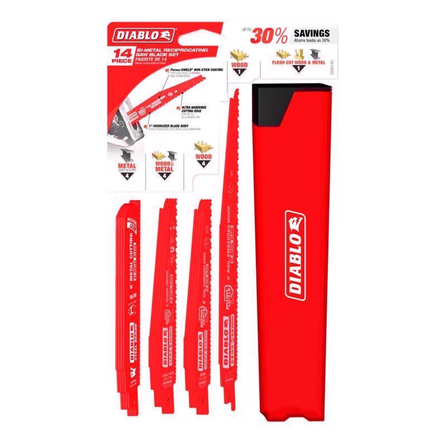 Diablo 6 and 9 in. Bi-Metal Reciprocating Saw Blade Set Multi TPI 14 pc