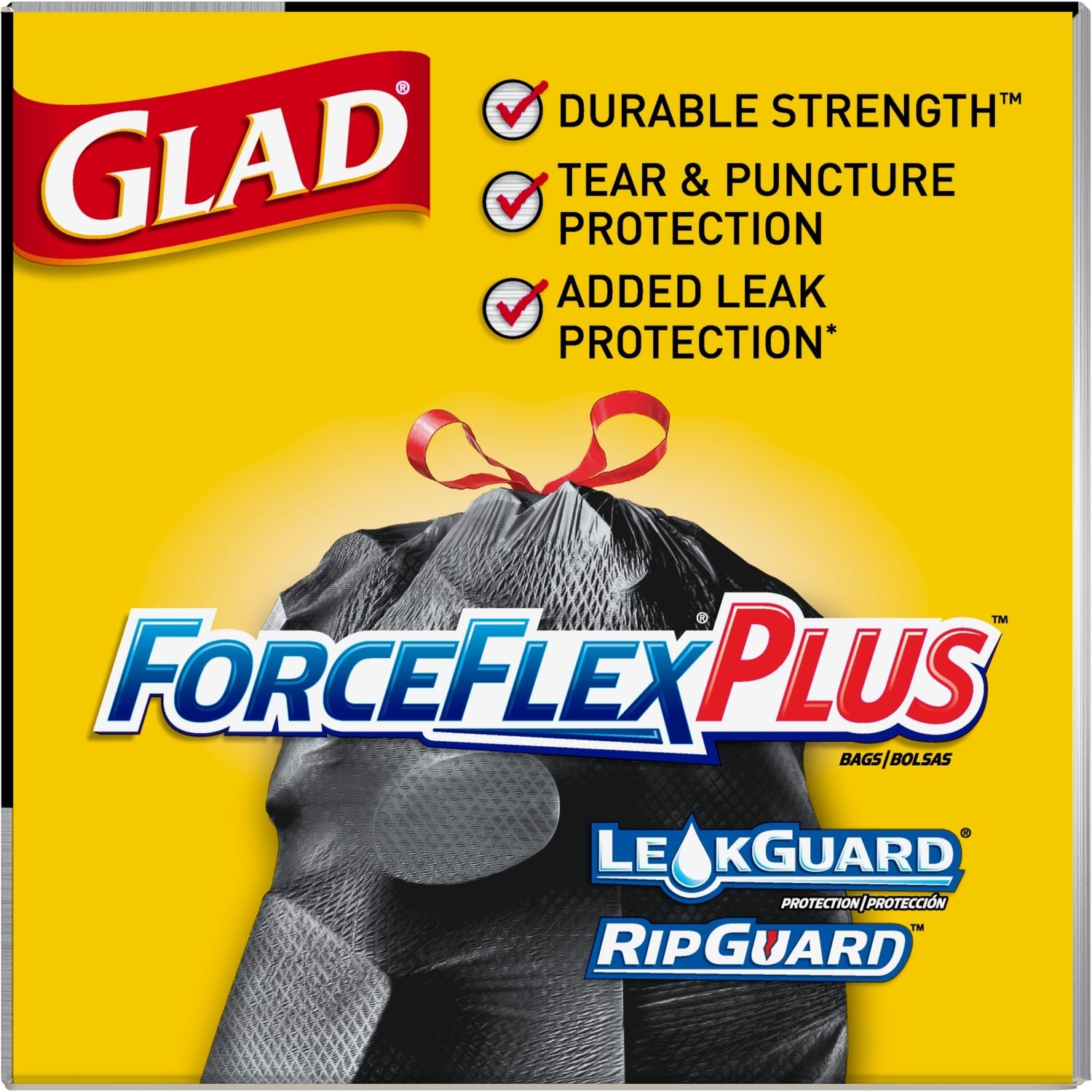 Glad ForceFlex Plus 30 gal No Scent Scent Trash Bags Drawstring 25 pk 0.9 mil