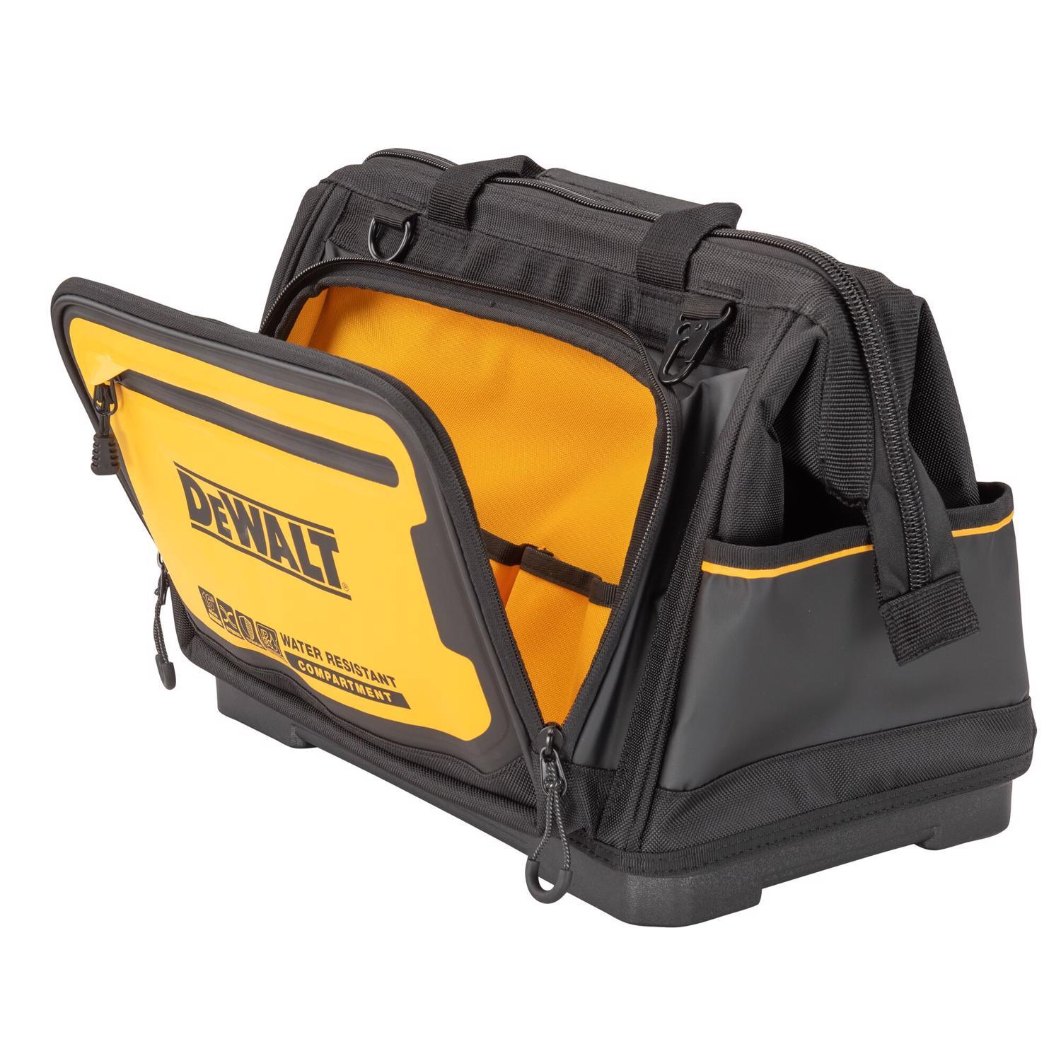 DEWALT Polyester/Tarpaulin Open Mouth All-Purpose Tool Bag 19 pocket Black/Yellow 1 pc
