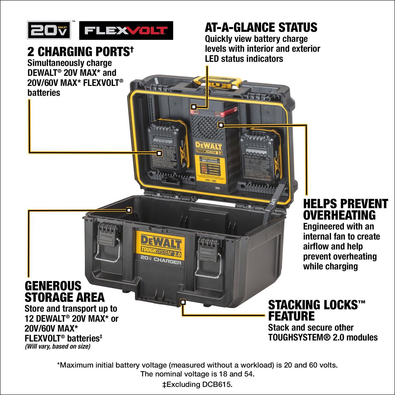 DeWalt 20V Toughsystem 2.0 DWST08050 Lithium-Ion Box Battery Charger Box 1 pc