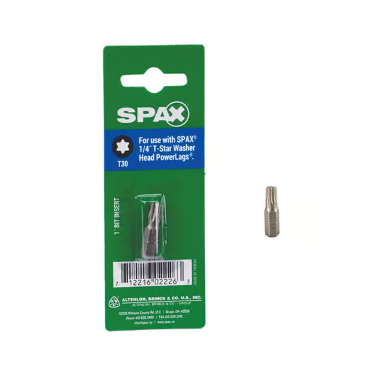 SPAX T-Star Washer T30 X 1 in. L Driver Bit Steel 1 pc