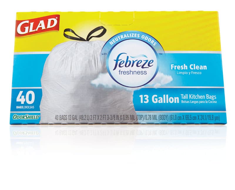 Glad ForceFlex 13 gal Fresh Scent Tall Kitchen Bags Drawstring 40 pk 0.72 mil