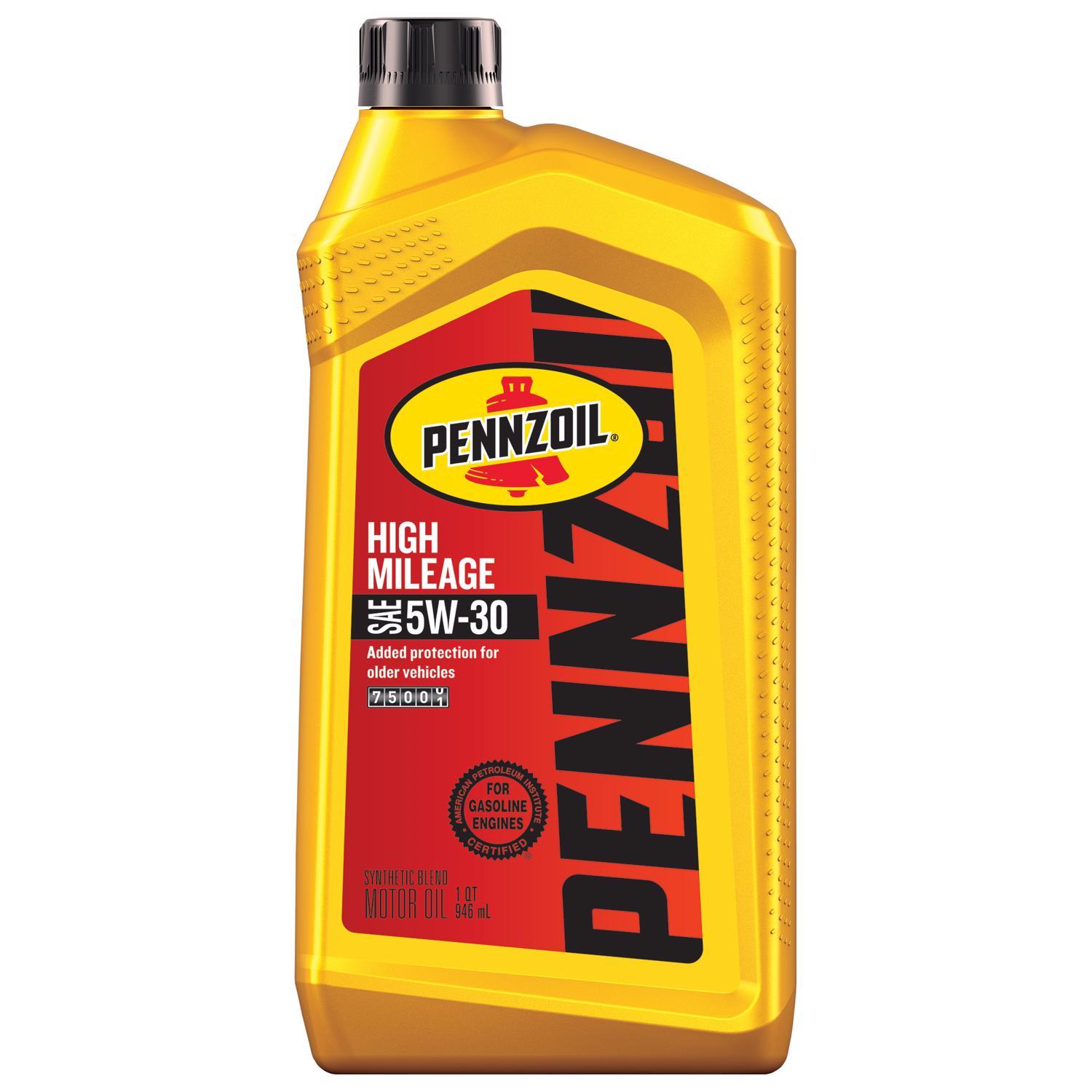 Pennzoil High Mileage Vehicle 5W-30 Synthetic Blend Motor Oil 1 qt 1 pk