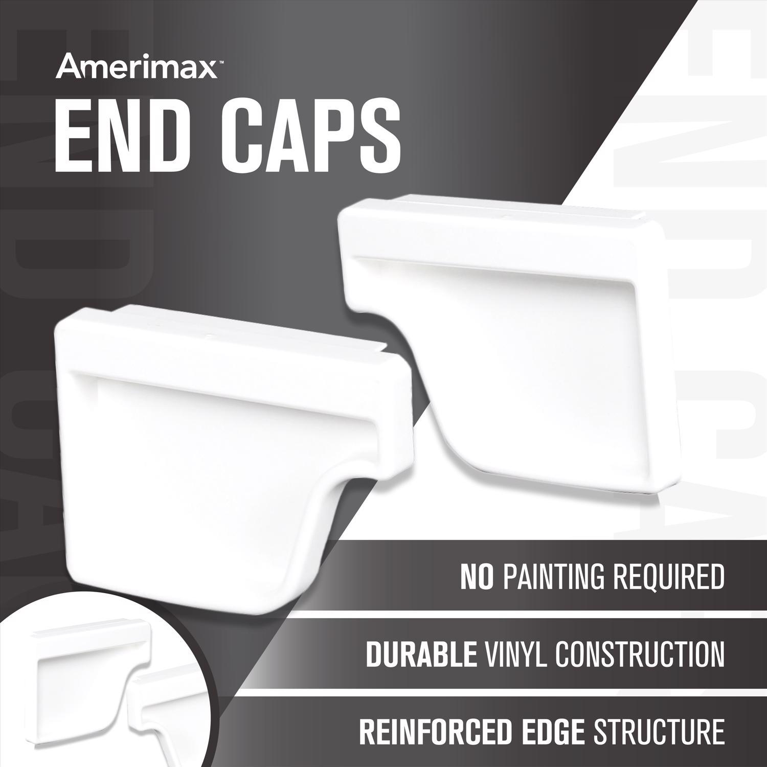 Amerimax 4.6 in. H X 2 in. W X 5 in. L White Vinyl K Gutter End Cap