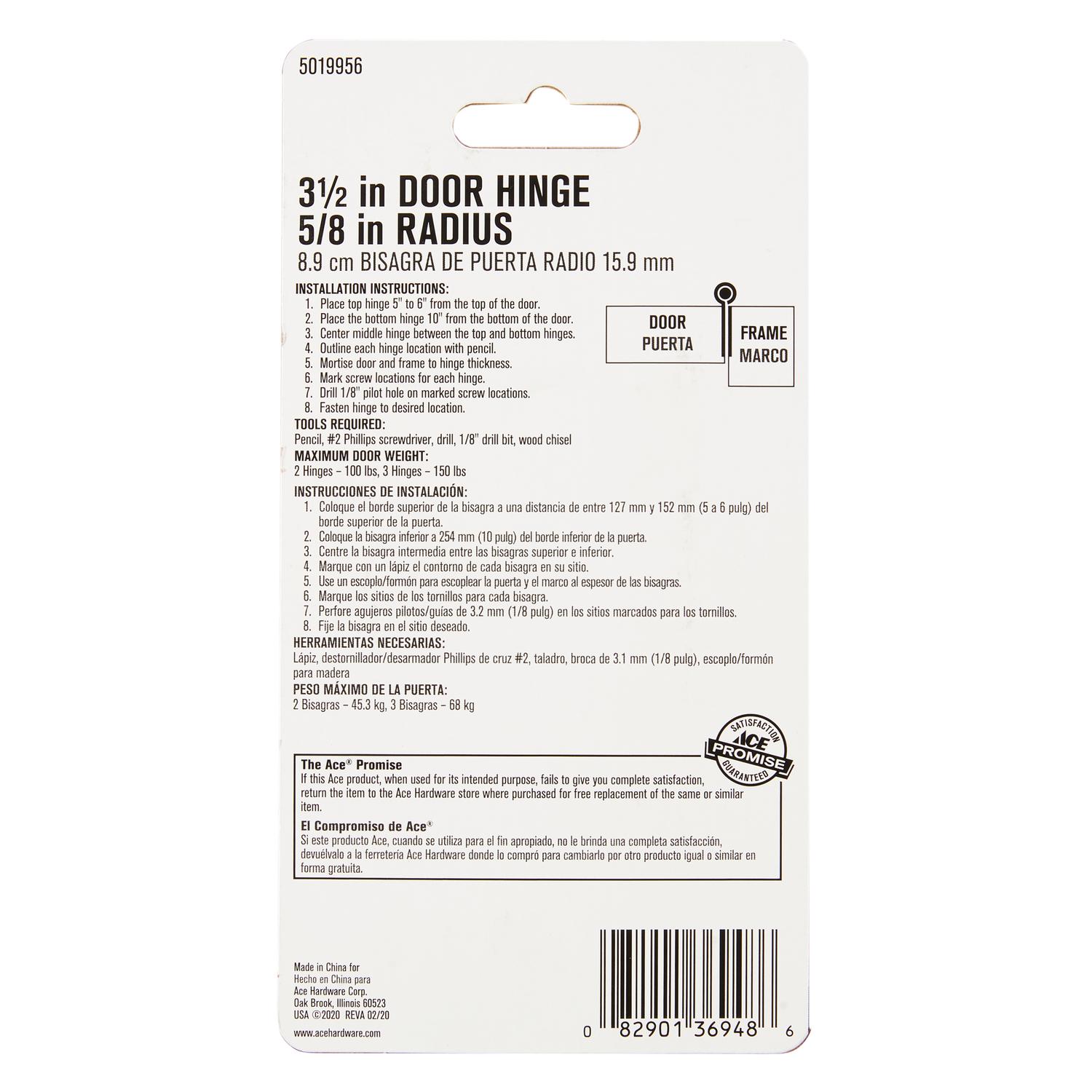 Ace 3-1/2 in. L White Residential Door Hinge 1 pk