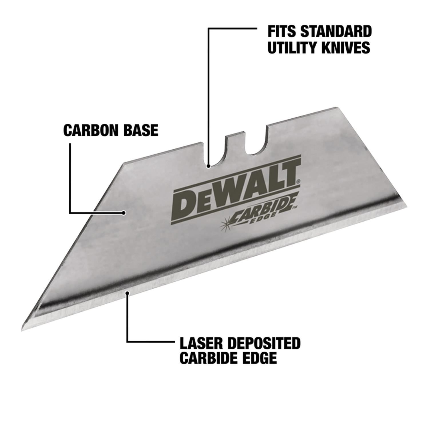DeWalt Carbide Edge Steel Heavy Duty Utility Blade 2-1/2 in. L 5 pc