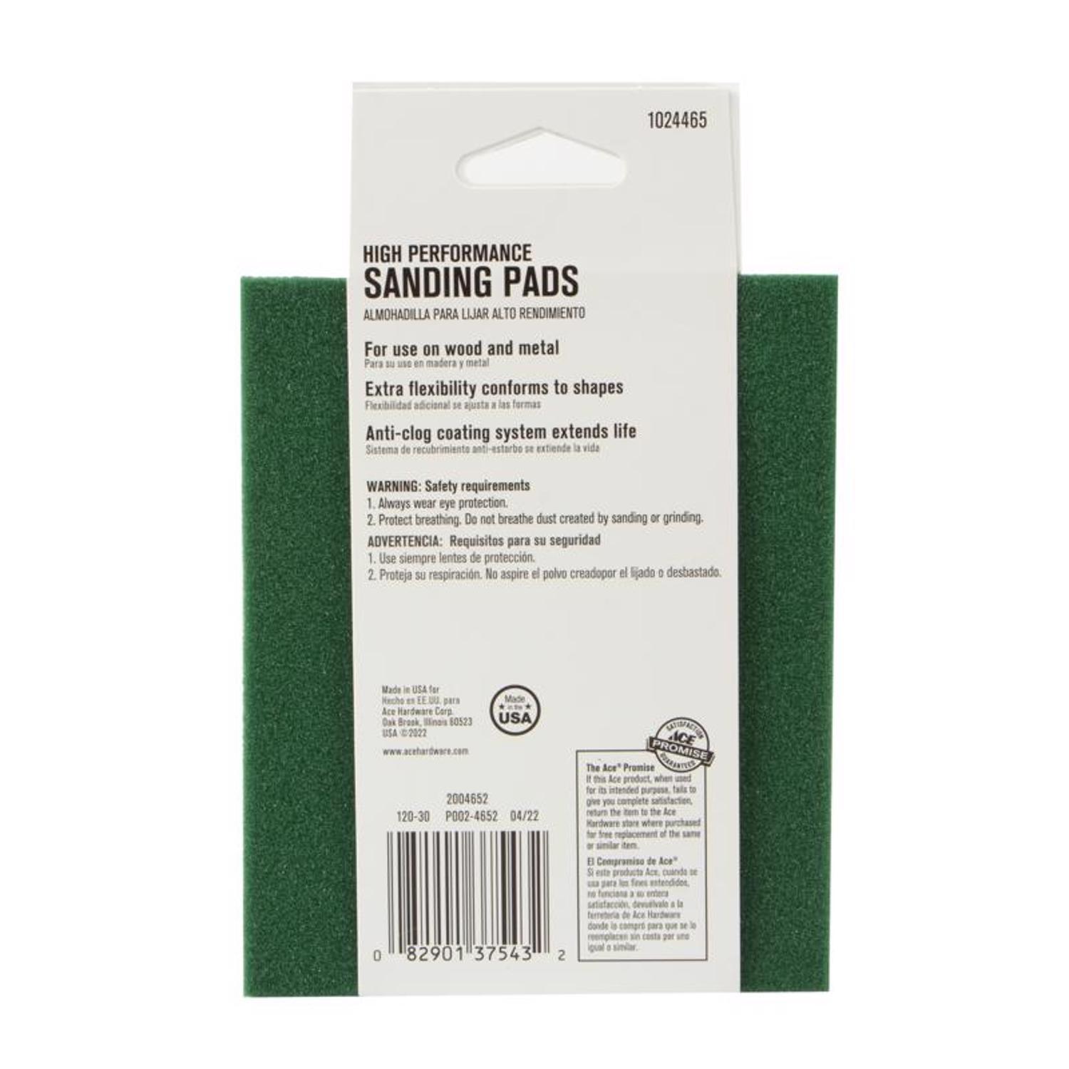 Ace 5.5 in. L X 4.5 in. W X.25 in. 80 Grit Coarse Contour Hand Sanding Pad