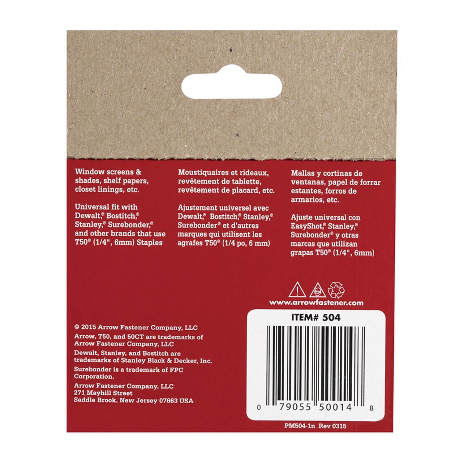 Arrow T50 3/8 in. W X 1/4 in. L 18 Ga. Flat Crown Heavy Duty Staples 1250 pk