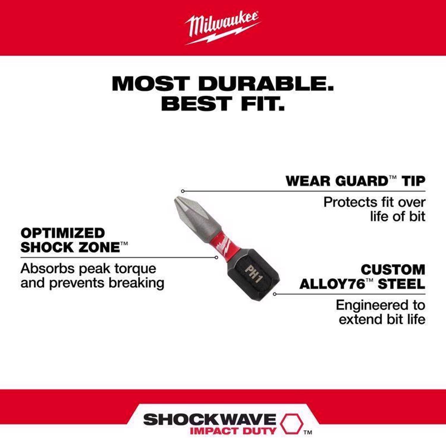 Milwaukee Shockwave Hex 1 in. L Impact Insert Bit Set Steel 9 pc