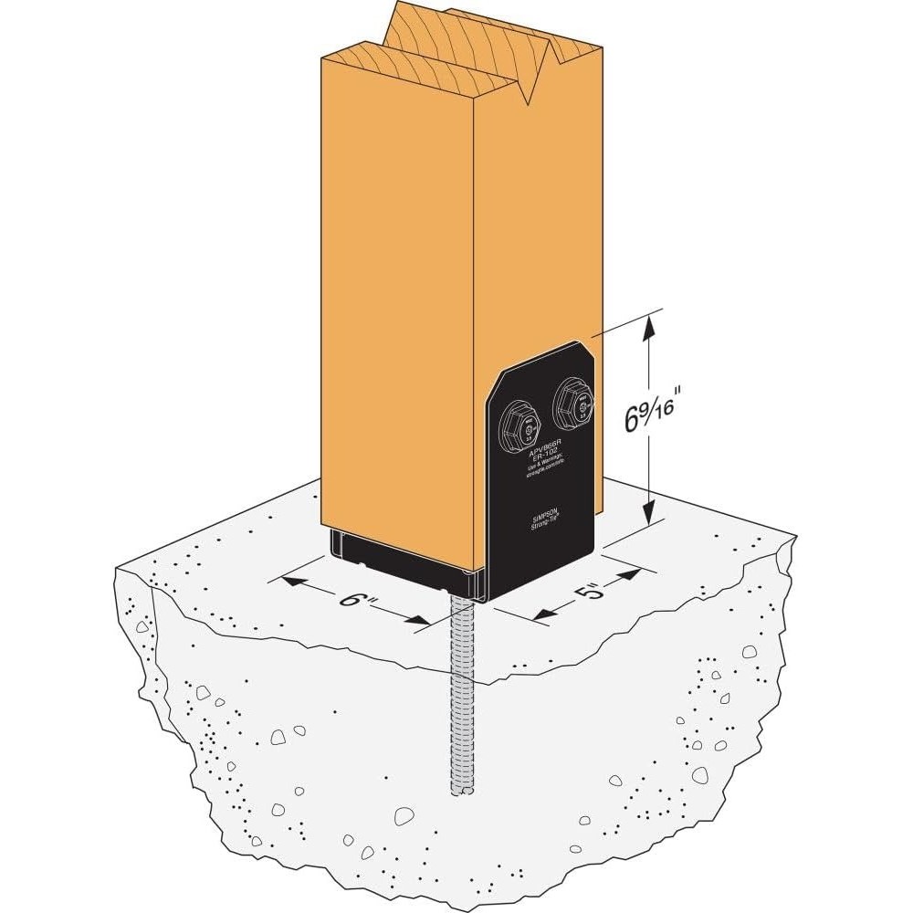 Simpson Strong-Tie APVB66R - Outdoor Accents Avant Collection ZMAX, Black Post Base