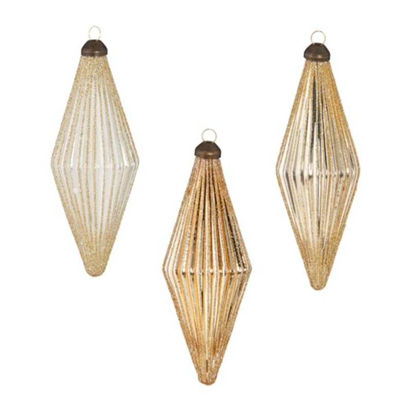 Raz imports 5.5 in. GLITTERED DIAMOND RIBBED ORNAMENT