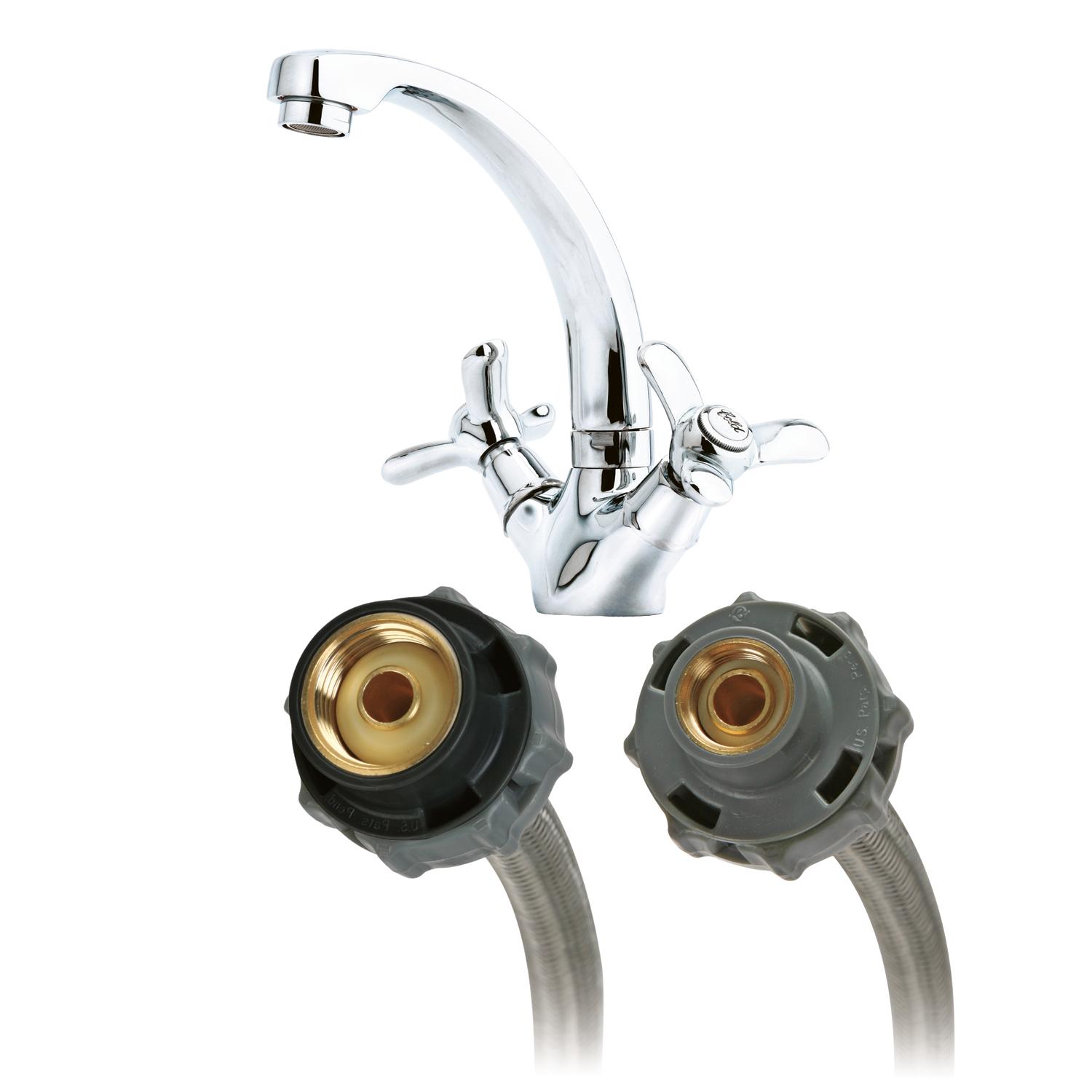 Fluidmaster Click Seal 3/8 in. Compression X 1/2 in. D FIP 12 in. Stainless Steel Supply Line