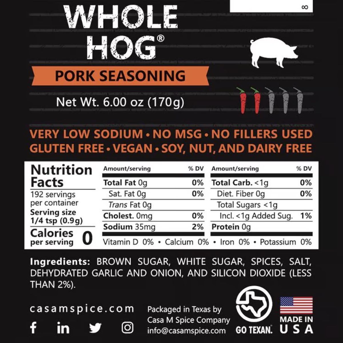 Casa M Spice Co Whole Hog Pork Seasoning 6 oz.