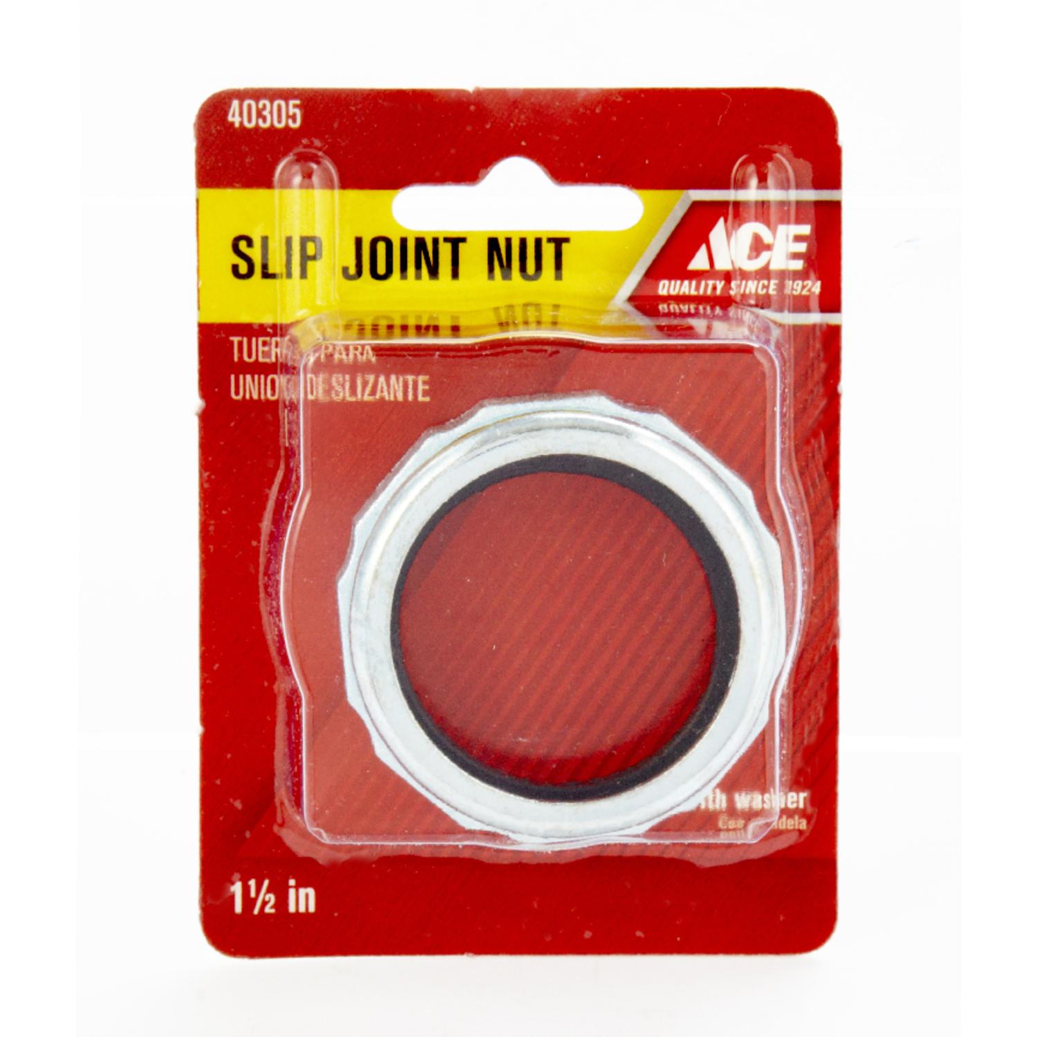 Ace 1-1/2 in. D Chrome Rubber Slip Joint Nut and Washer 1 pk