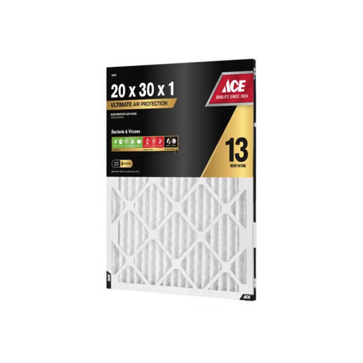 Ace 20 in. W x 30 in. H x 1 in. Synthetic 13 MERV Pleated Air Filter 1 pack