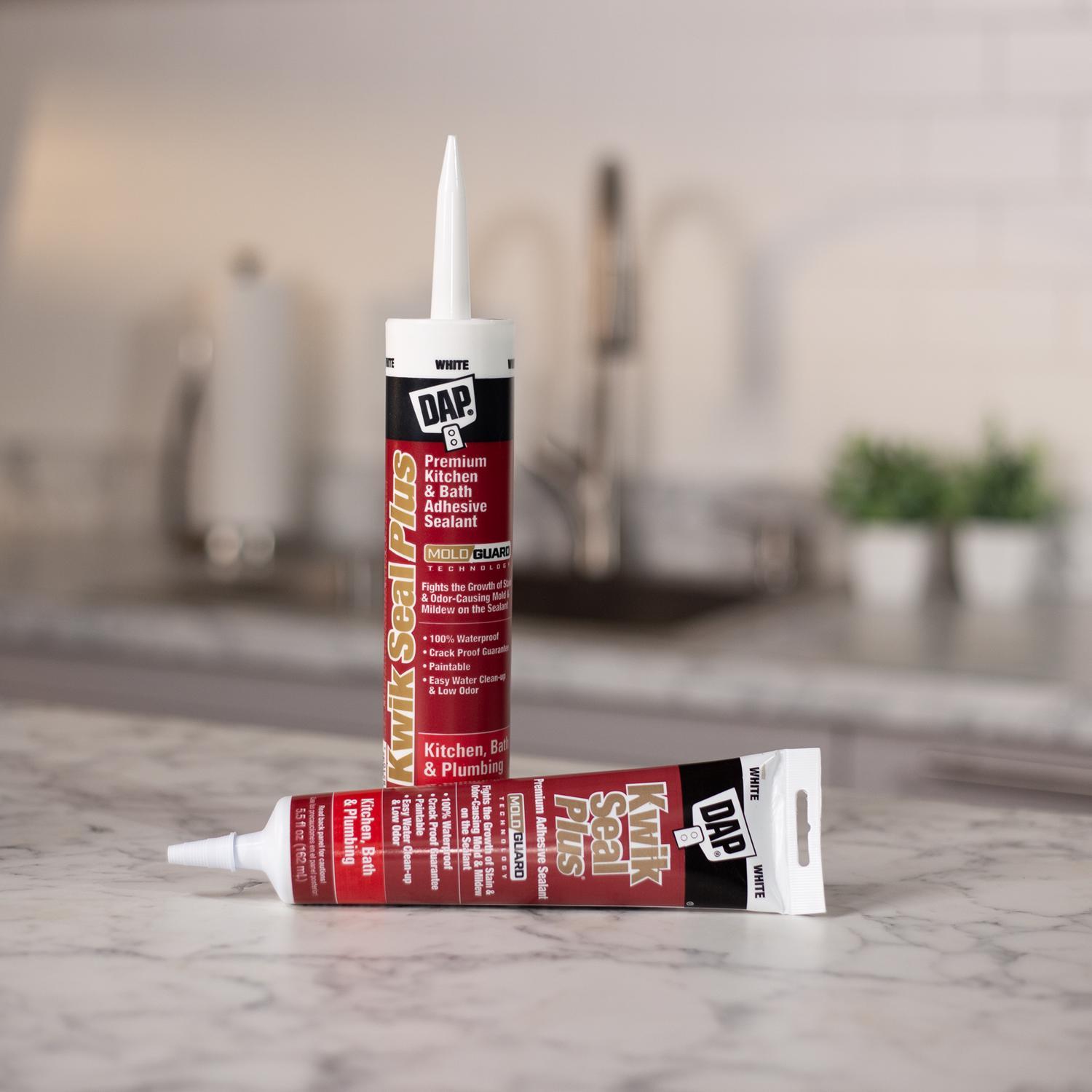 DAP Kwik Seal Plus White Siliconized Latex Kitchen and Bath Caulk 5.5 oz