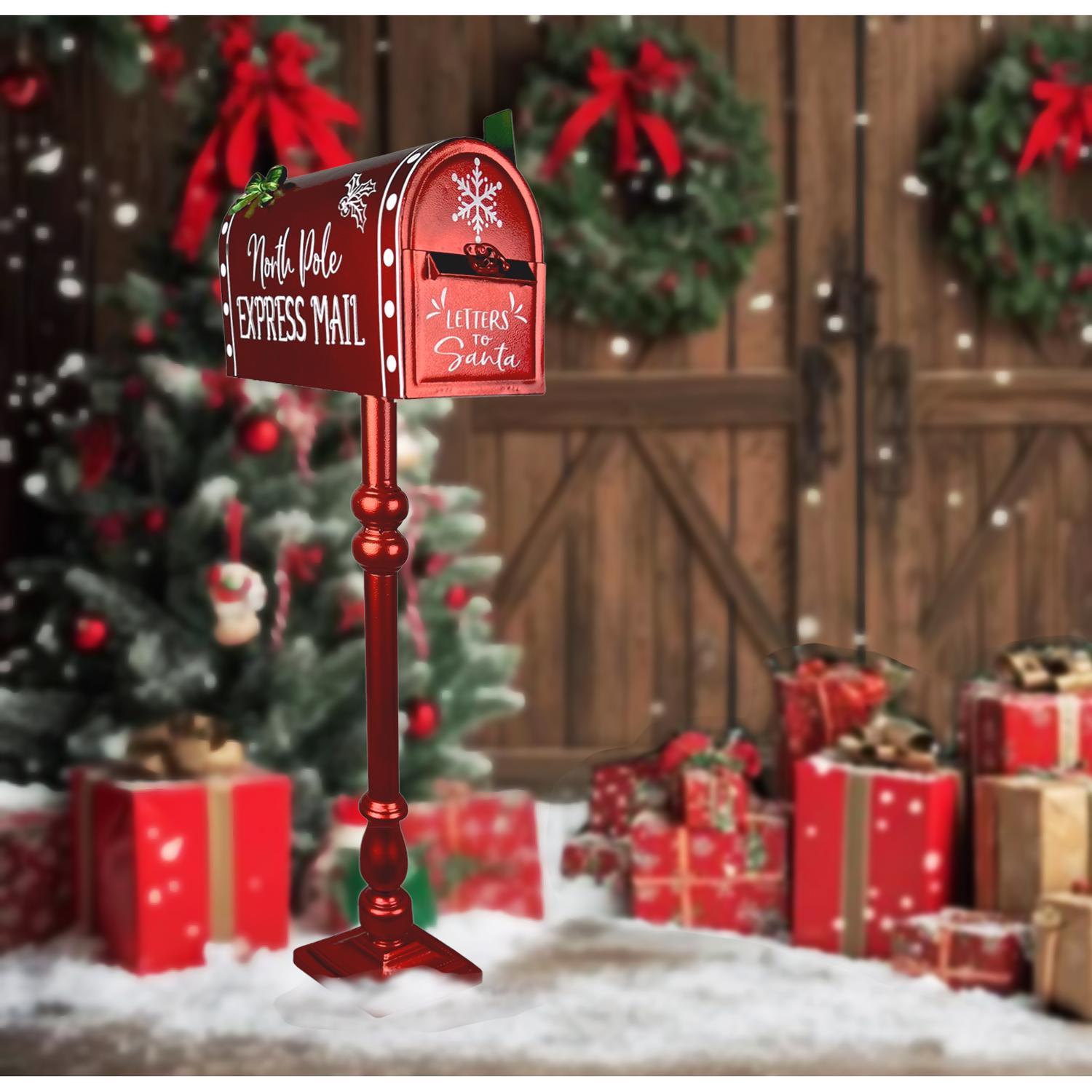 Luxe Light Decor Red Letters to Santa Mail Box 36 in.