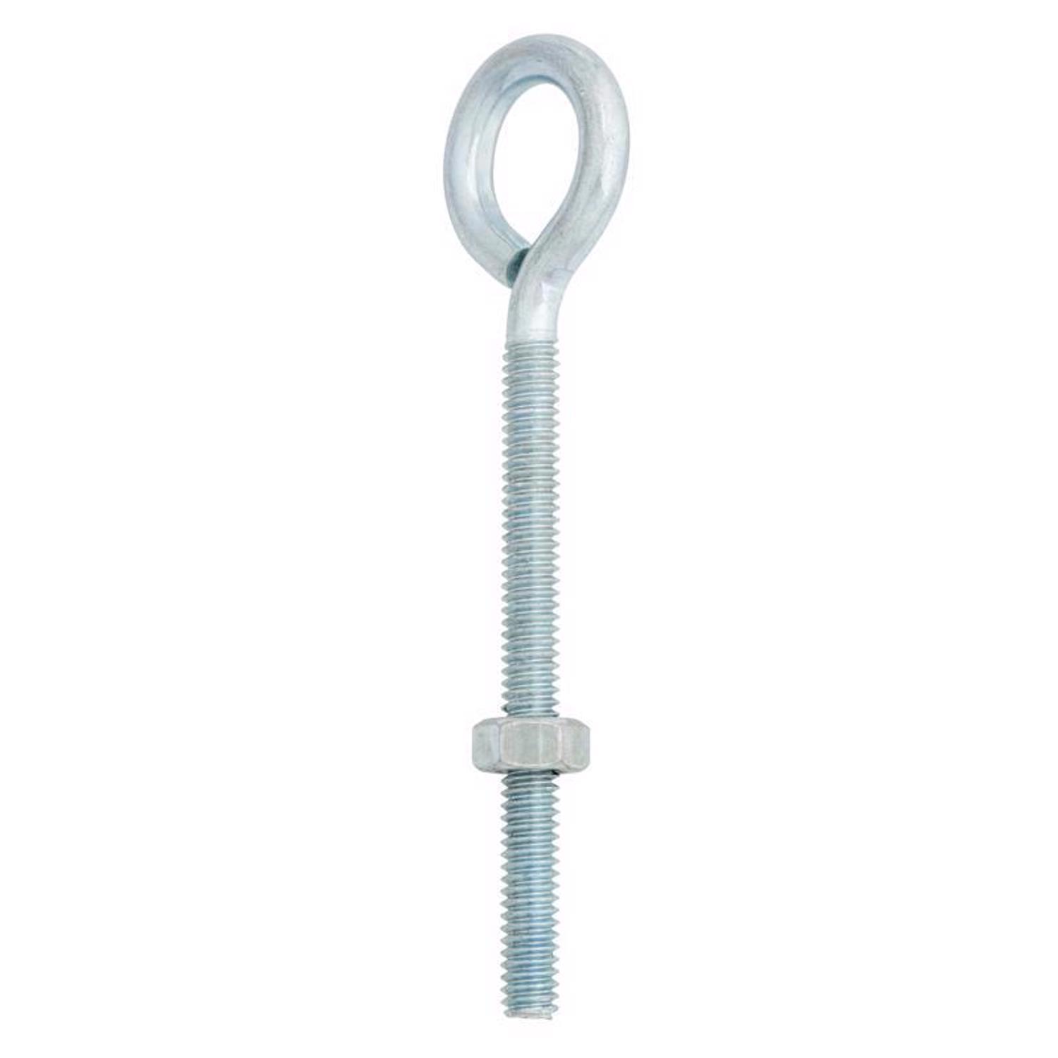 Hampton 1/4 in. X 4 in. L Zinc-Plated Steel Eyebolt Nut Included