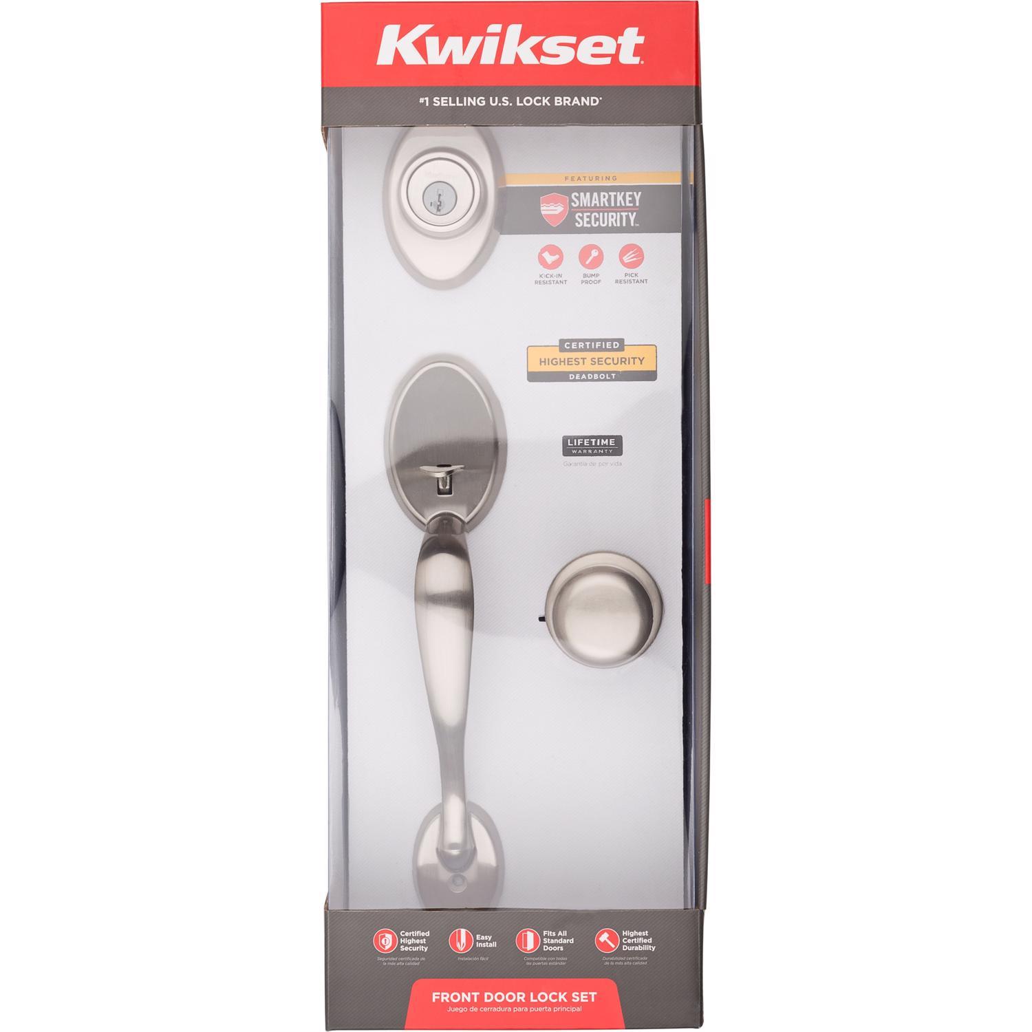 Kwikset Chelsea Satin Nickel Entry Handleset 1-3/4 in.