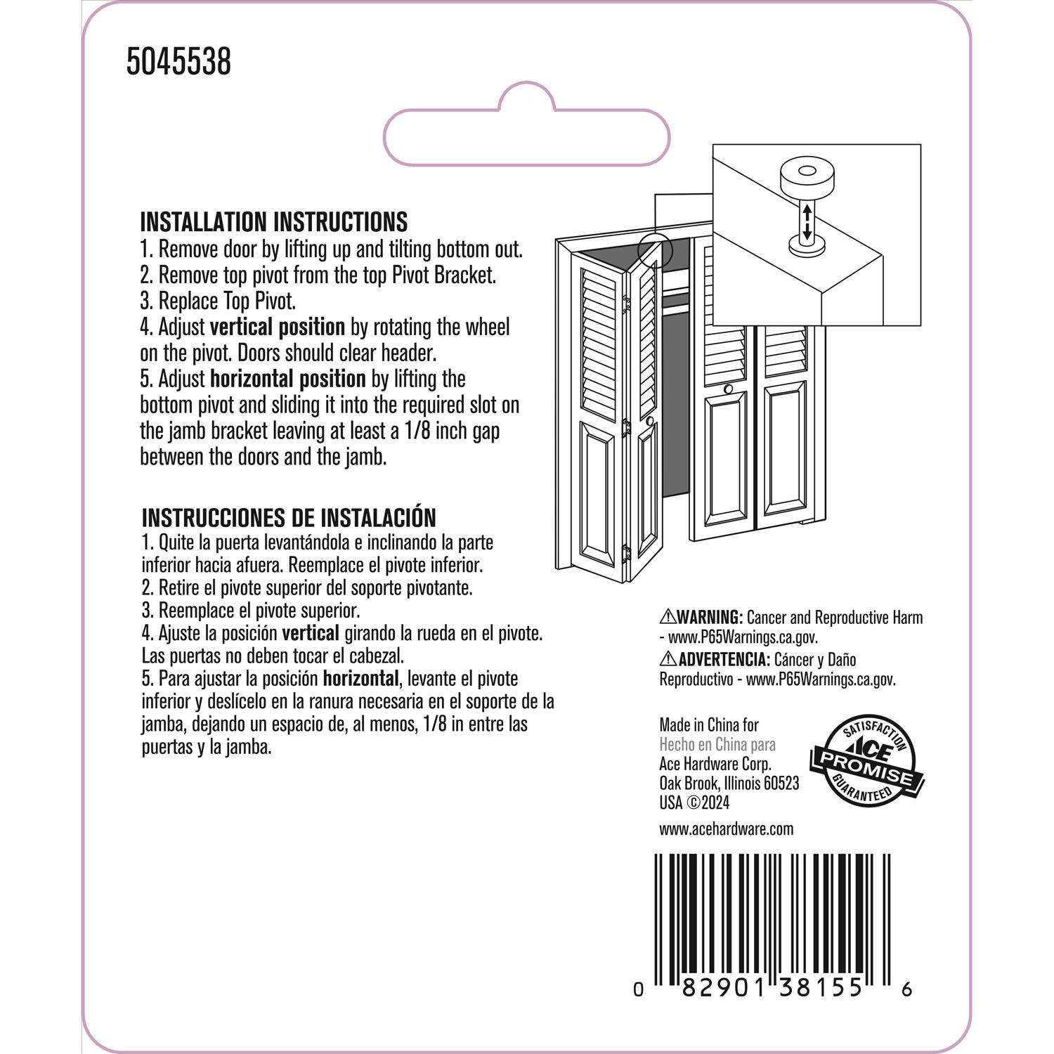 Ace Silver Plastic Bi-fold Door Pivot 2 pc