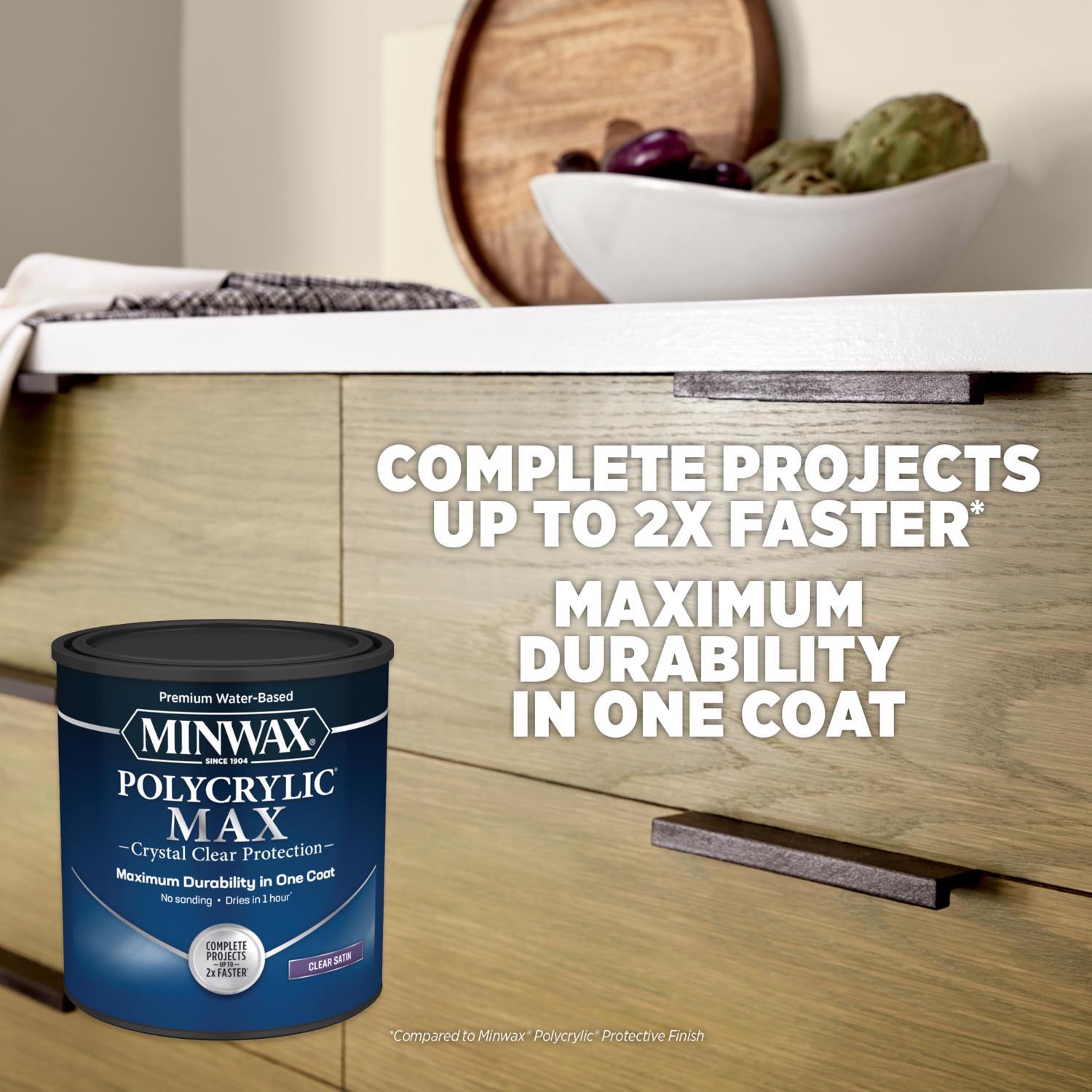 Minwax Polycrylic Max Satin Crystal Clear Water-Based Polycrylic 1