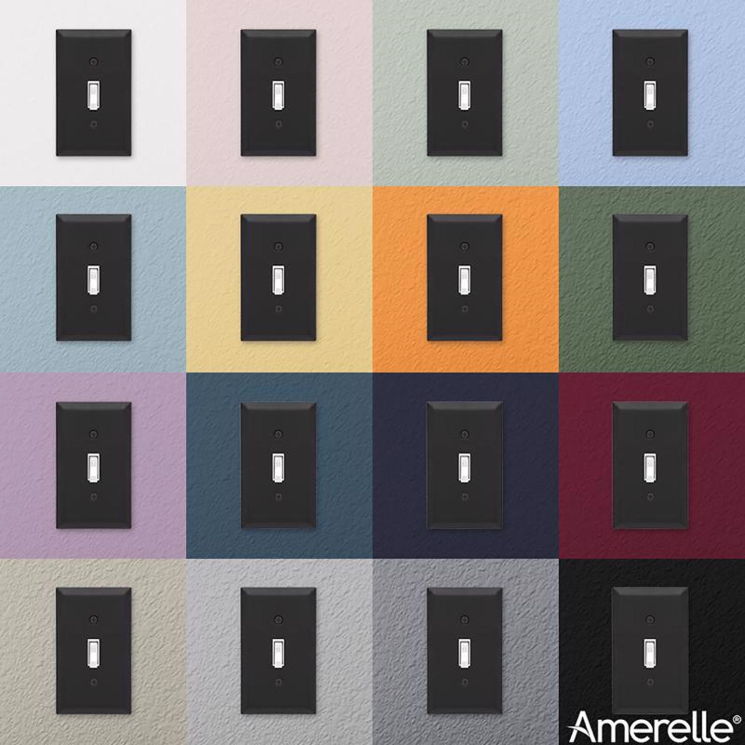 Amerelle Century Matte Black 1 gang Stamped Steel Duplex Wall Plate 1 pk