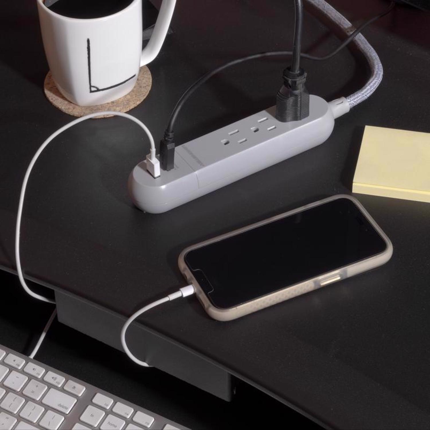 Monster Just Power It Up 4 ft. L 3 outlets Power Strip Gray