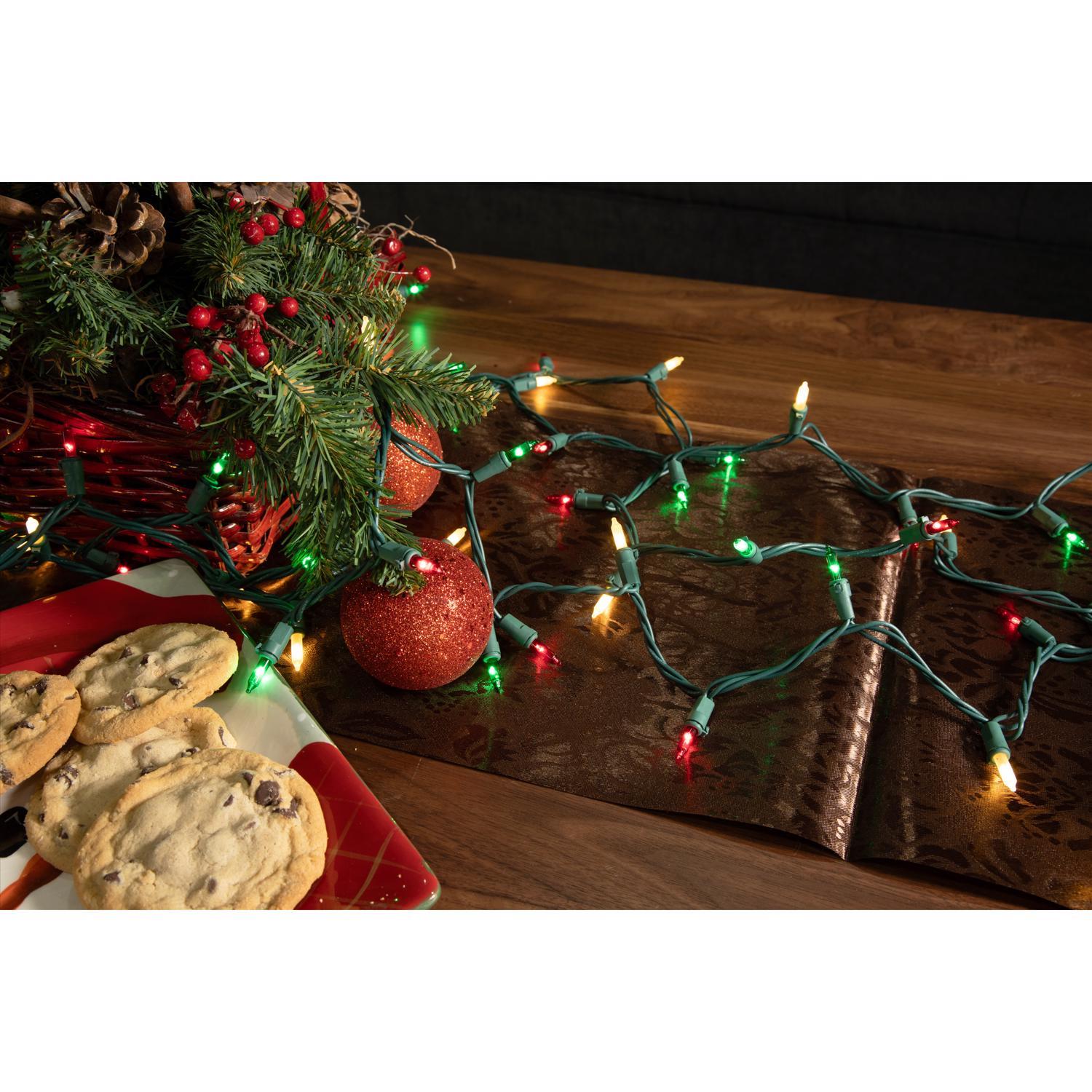 Celebrations Classic LED T5 Red/Green/Pure White 100 ct String Christmas Lights 24.75 ft.