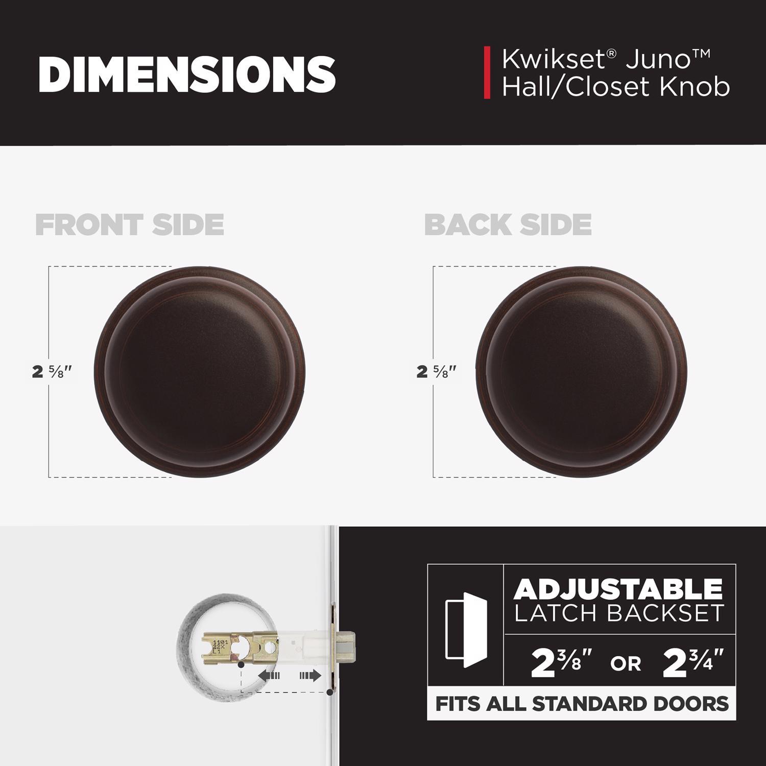 Kwikset Juno Venetian Bronze Passage Door Knob 1-3/4 in.