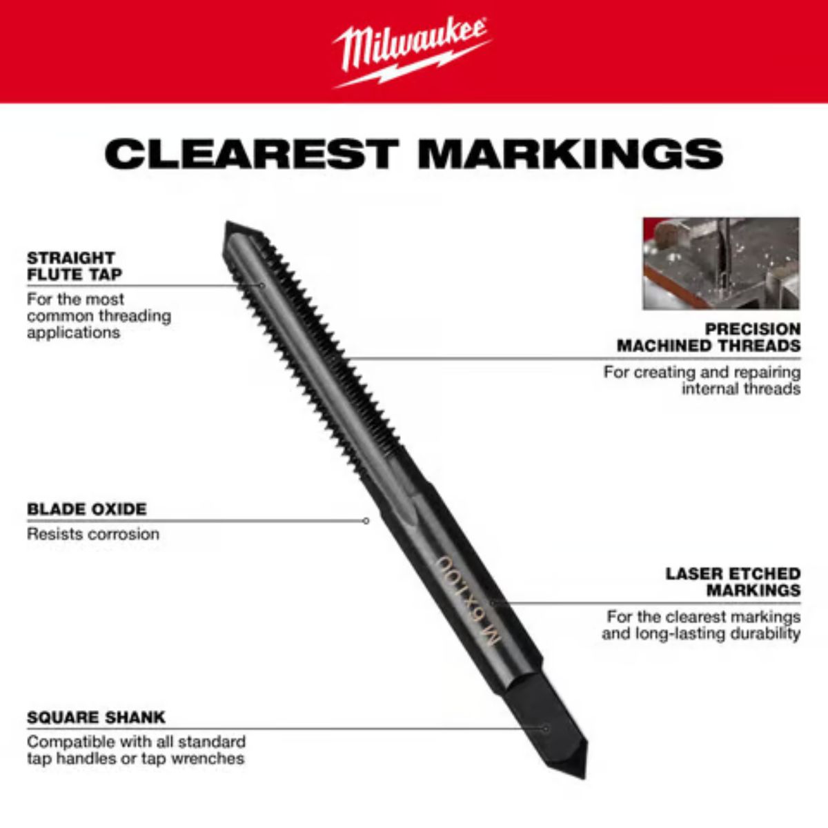 Milwaukee SAE 1/2-13 NC Straight Flute Plug Tap & 27/64in. Drill Bit