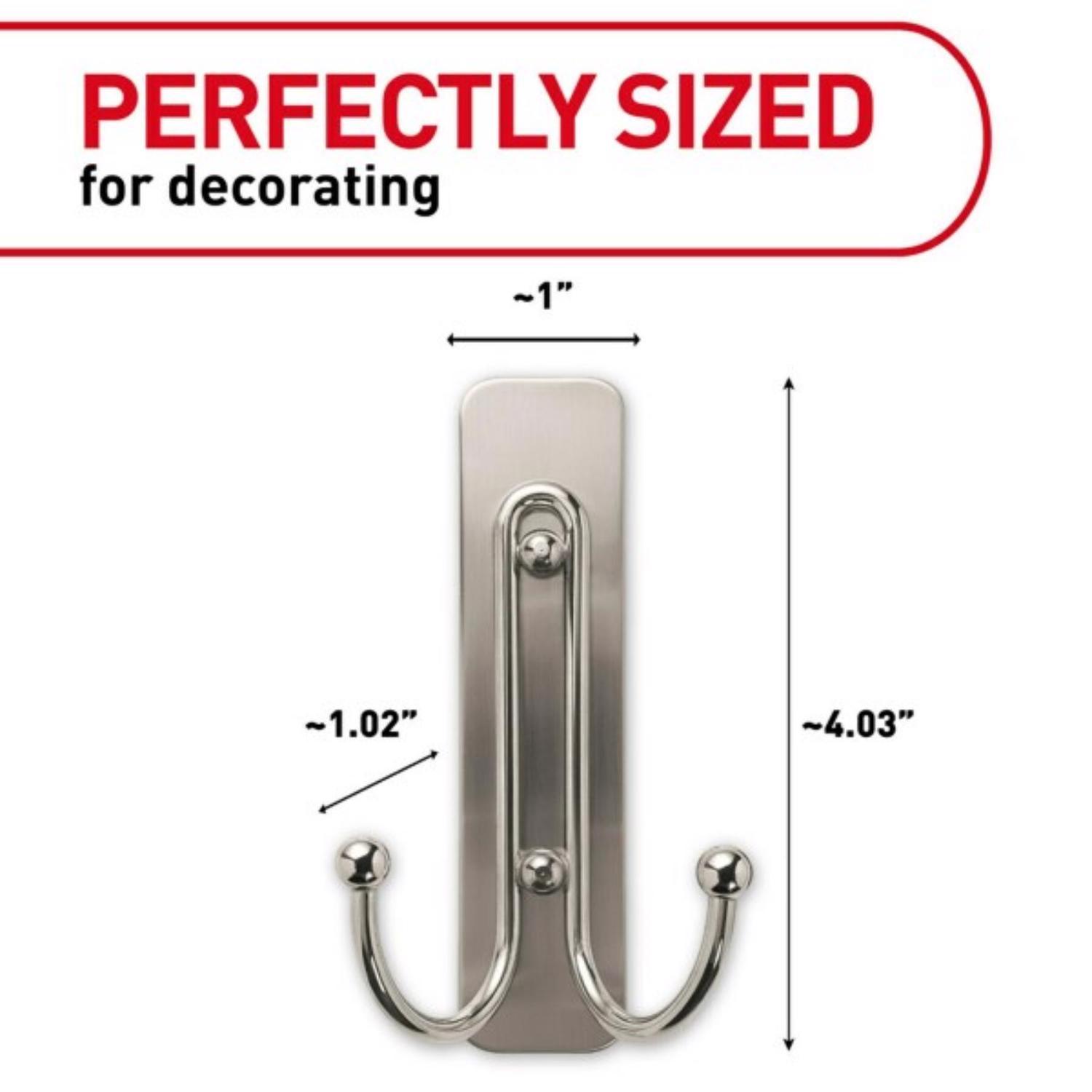 3M Command 2 in. L Brushed Nickel Metal Large Double Hook 4 lb. cap. 1 pk