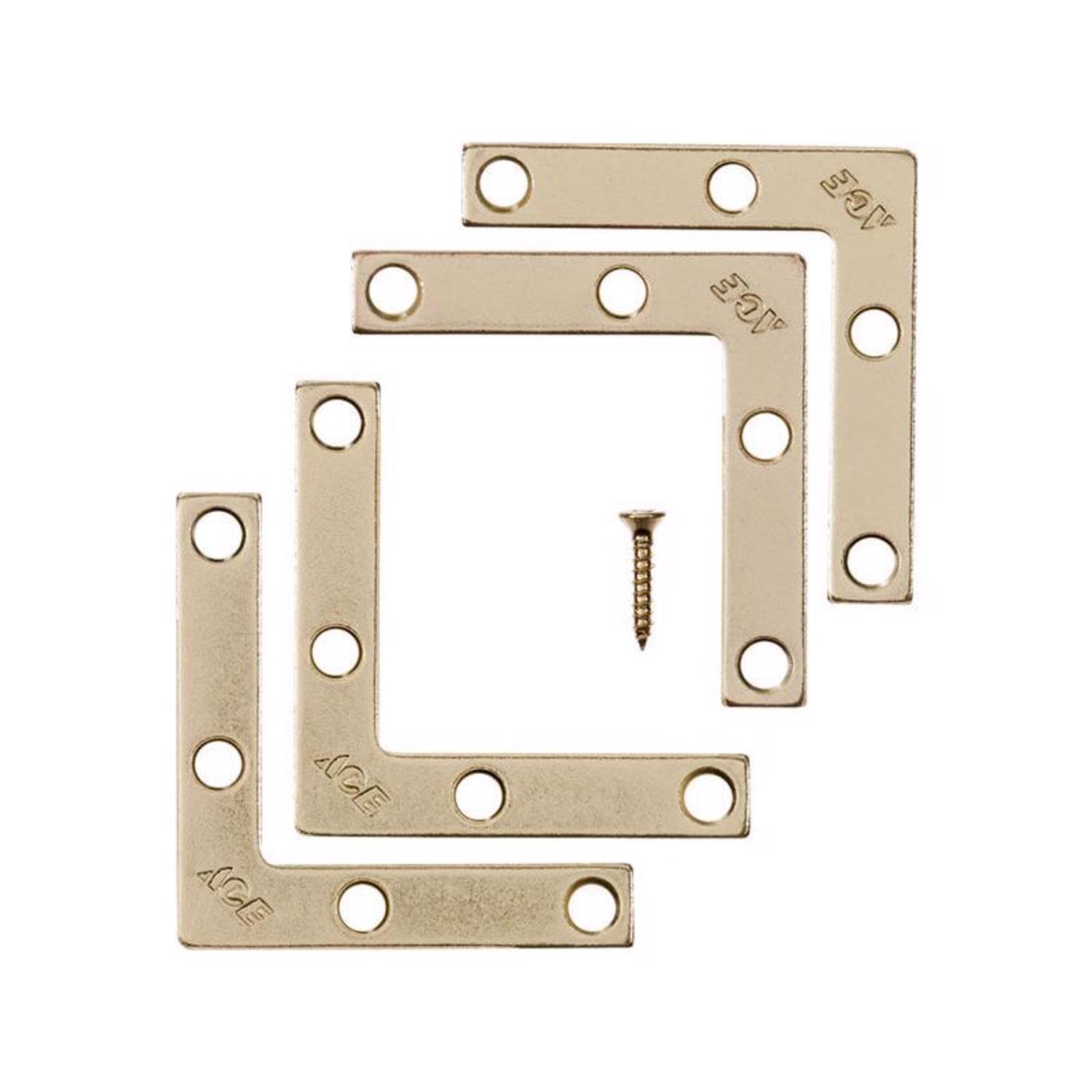 Ace 2 in. H X 2.750 in. W X 2 in. D Brass Flat Corner Brace