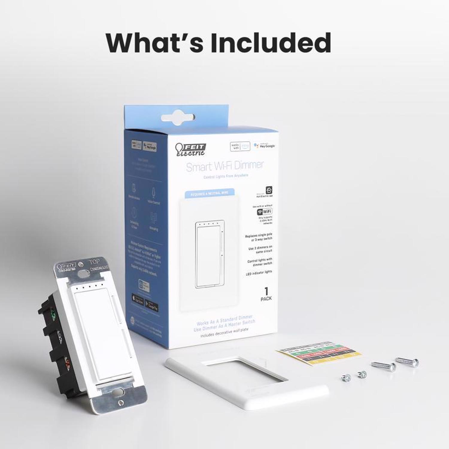 Feit Smart Home White 150 W Toggle Smart-Enabled Dimmer Switch 1 pk