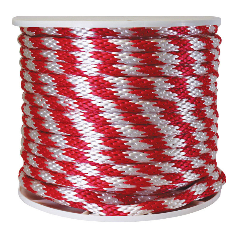 Wellington 5/8 in. Dia. x 200 ft. L Solid Braided Poly Derby Rope Red/White - Sold by the foot