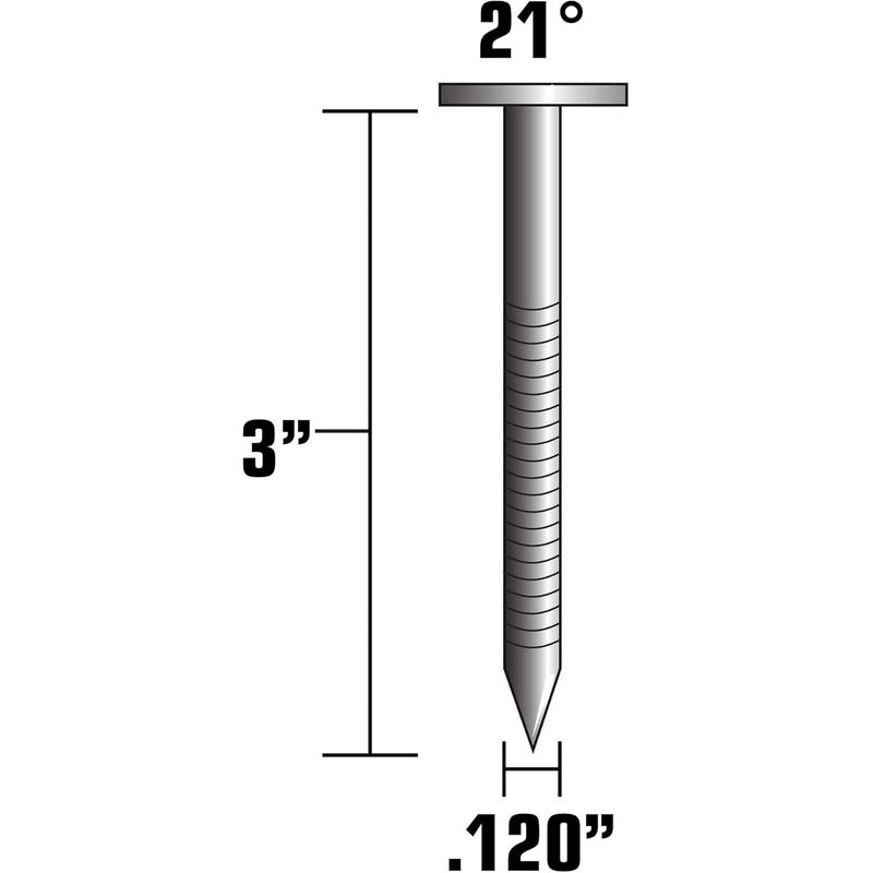 Metabo HPT Framing Nails, 3in. x 0.120in., Hot Dipped Galvanized, 1000 Count