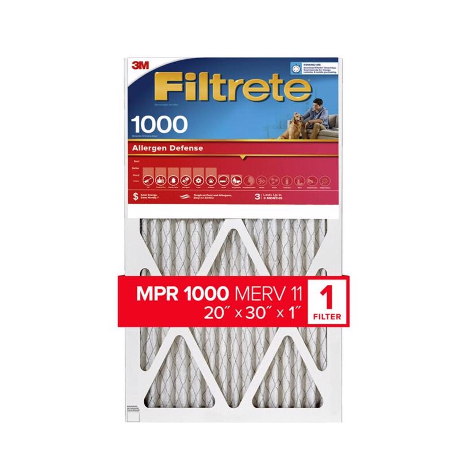Filtrete 20 in. W X 30 in. H X 1 in. D 11 MERV Pleated Allergen Air Filter 1 pk