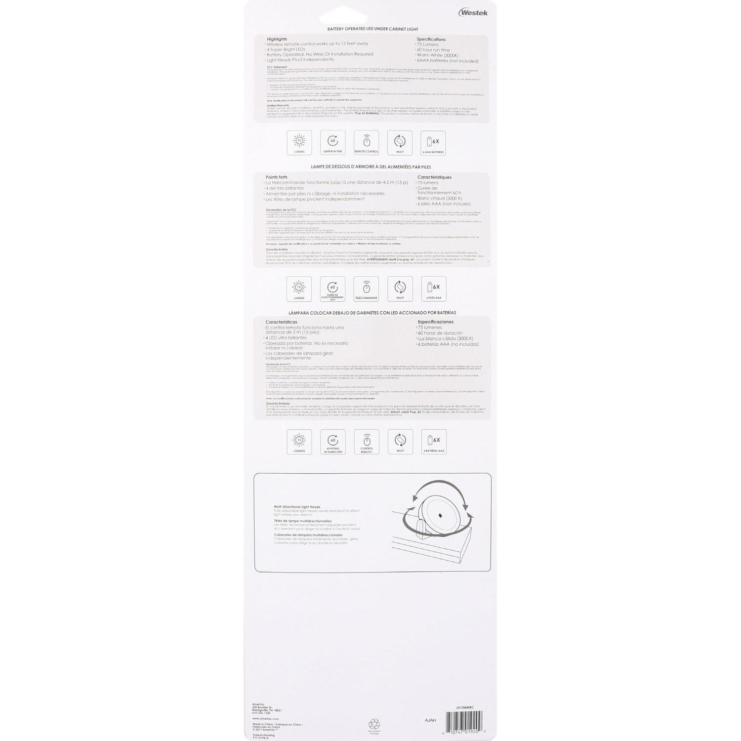 Rite Lite 15.75 in. L White Battery Powered LED Strip Light 70 lm