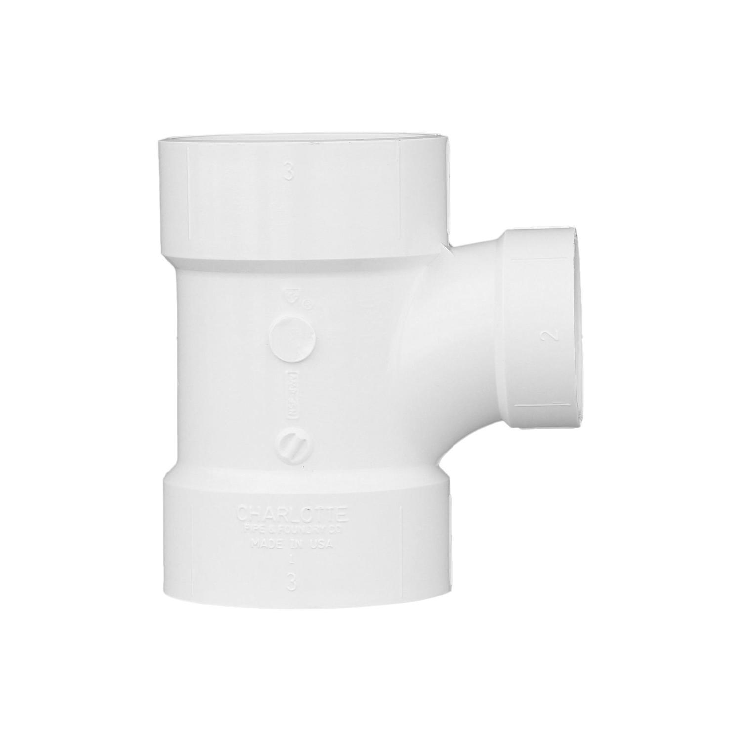 Charlotte Pipe Schedule 40 3 in. Hub X 3 in. D Hub PVC Sanitary Tee 1 pk