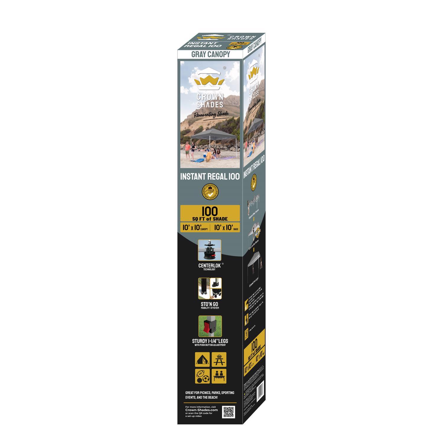Crown Shade One Touch 150D Polyester Regal 100 Canopy 9.1 ft. H X 10 ft. W X 10 ft. L