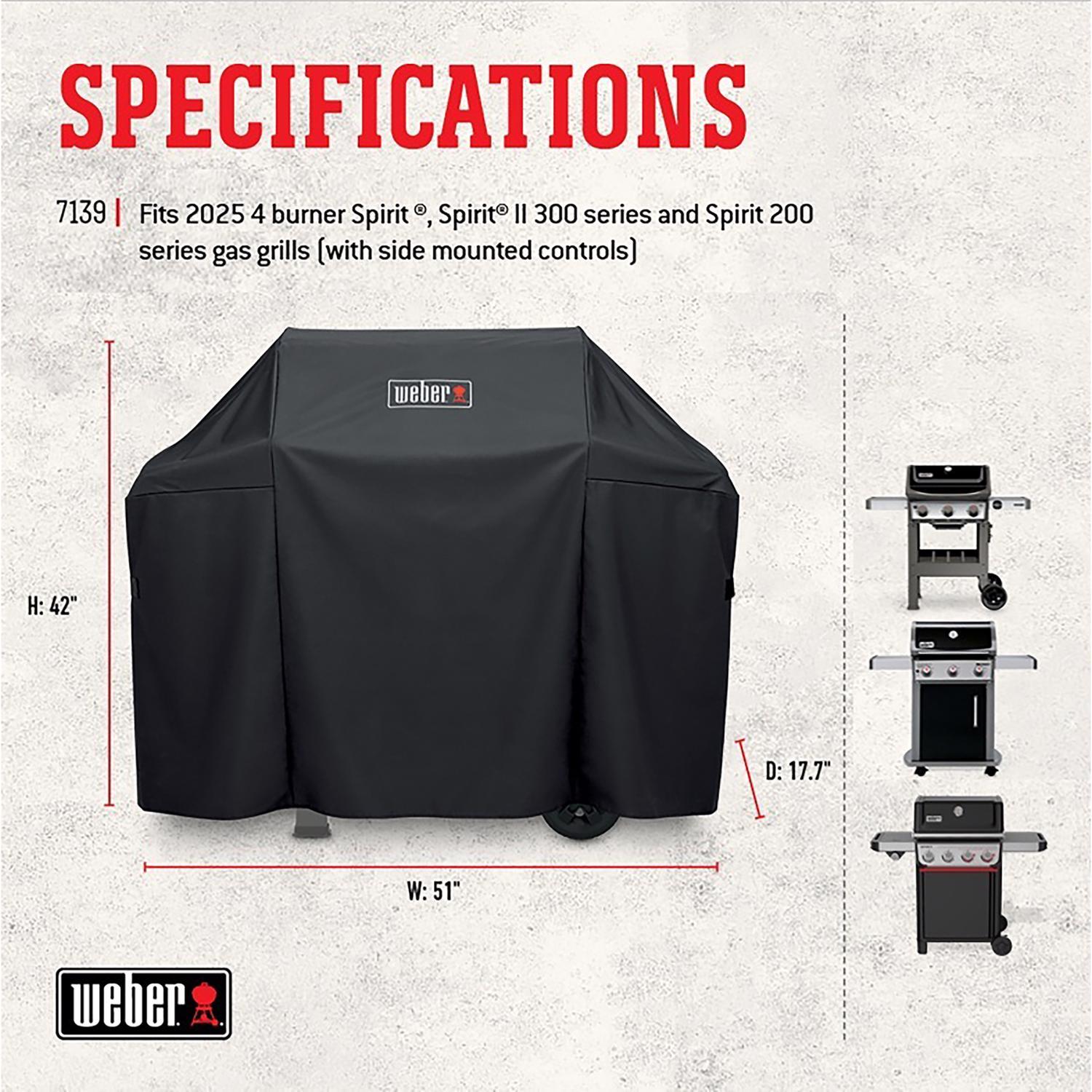 Weber Spirit 300 & Spirit II 300 Series Black Grill Cover