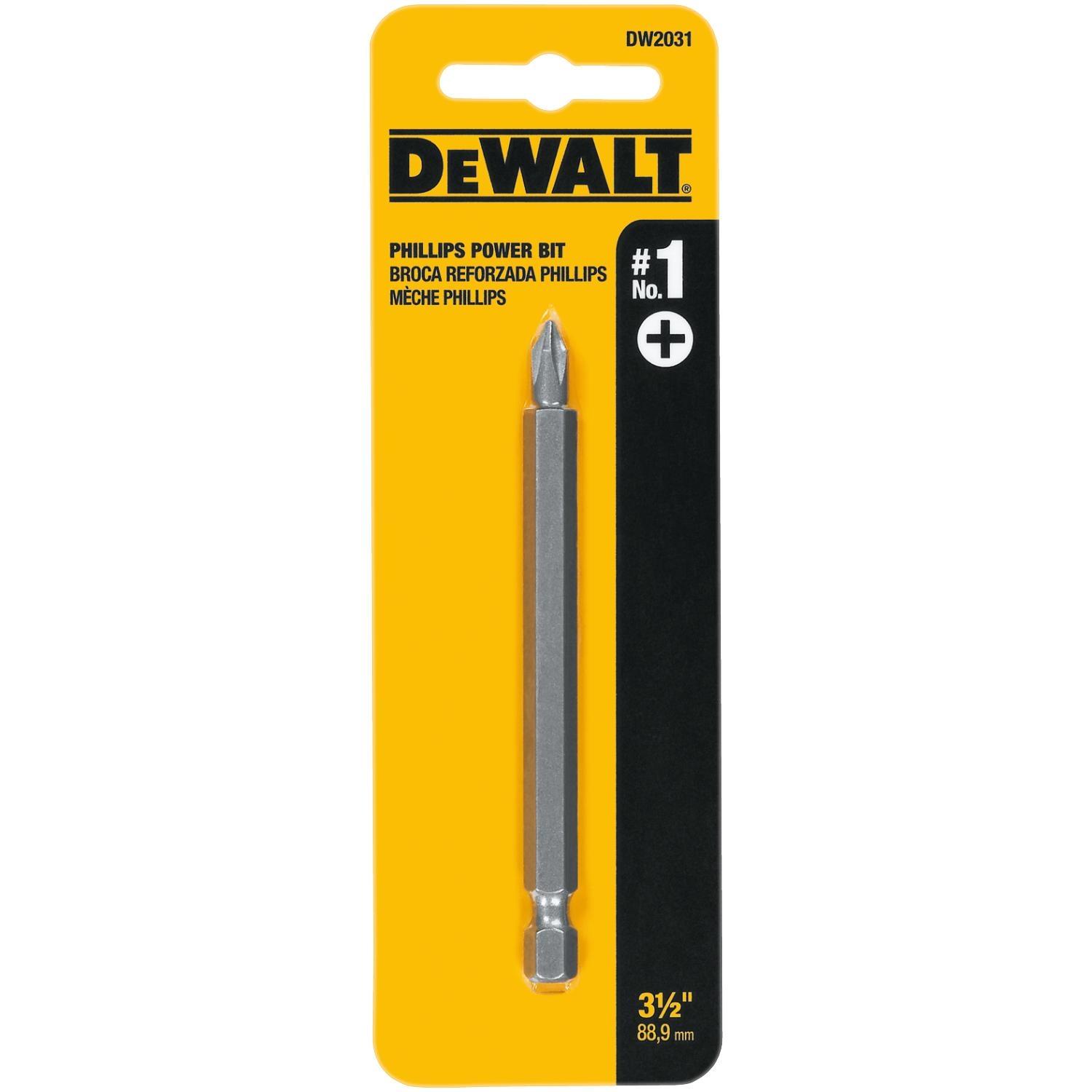 DeWalt Phillips #1 X 3-1/2 in. L Power Bit Heat-Treated Steel 1 pc