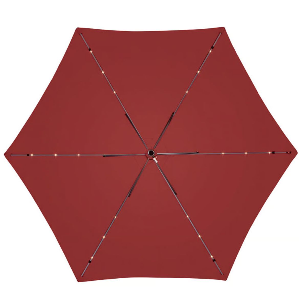 Living Accents Solar LED 9 ft. Tiltable Red Market Umbrella
