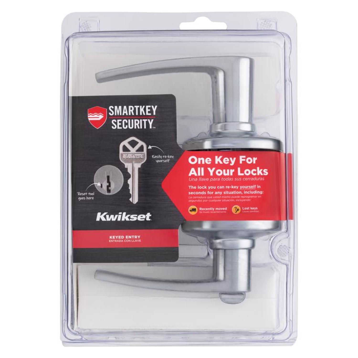 Kwikset Delta Satin Chrome Entry Door Knob 1-3/8 in.