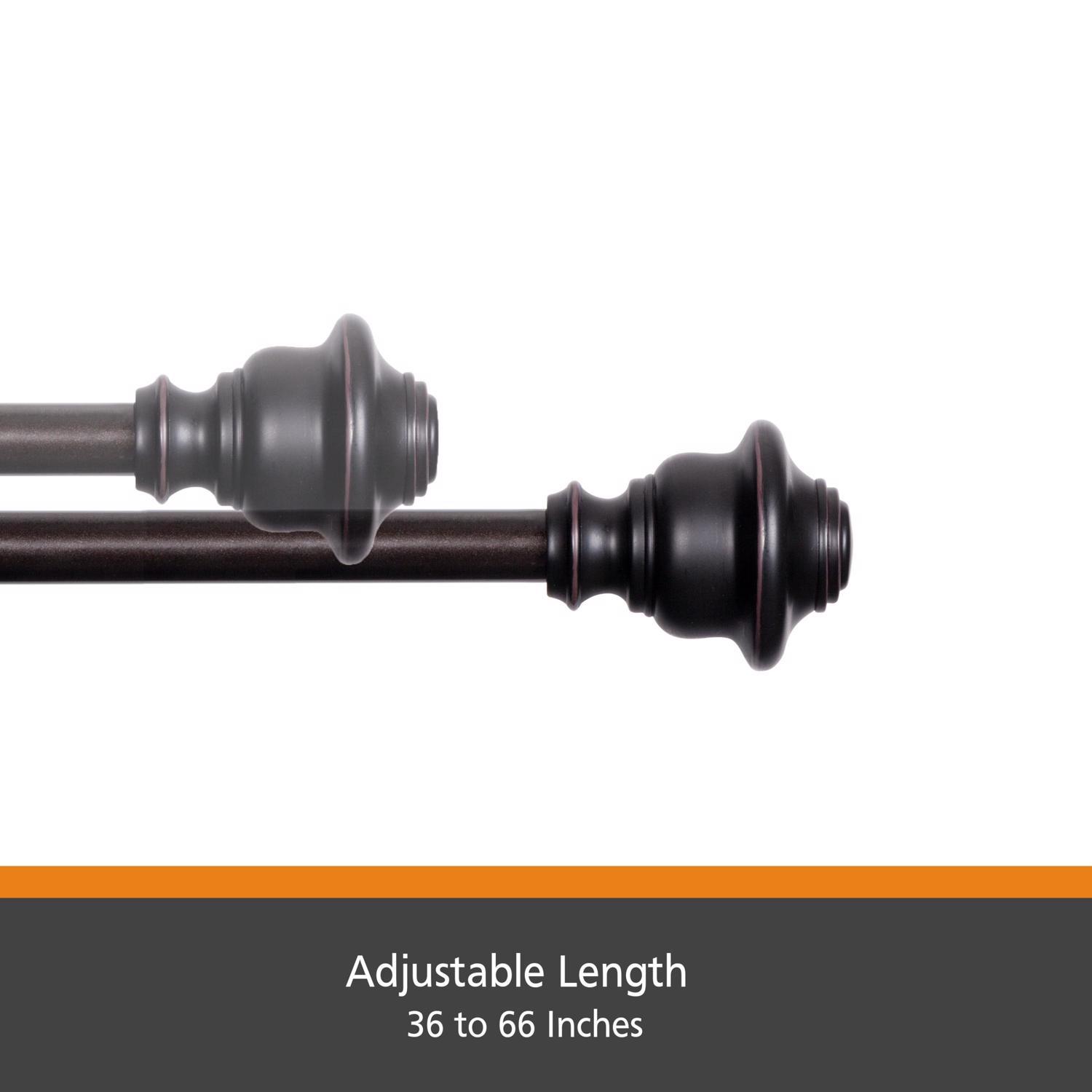 Kenney Fast Fit Weathered Brown Modern/Contemporary Curtain Rod 36 in. L X 66 in. L