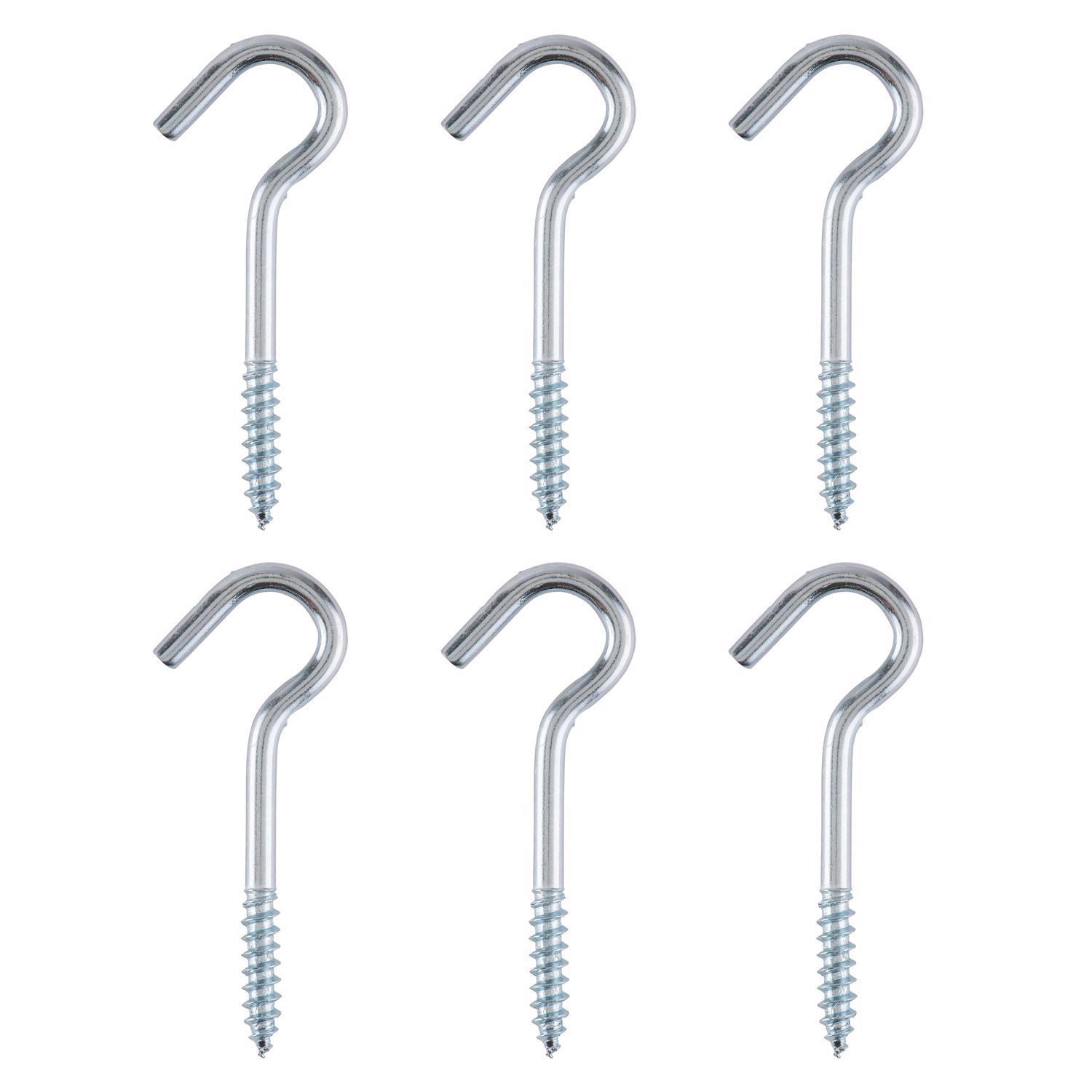 Ace Medium Zinc-Plated Silver Steel 2-1/8 in. L Ceiling Hook 40 lb 6 pk